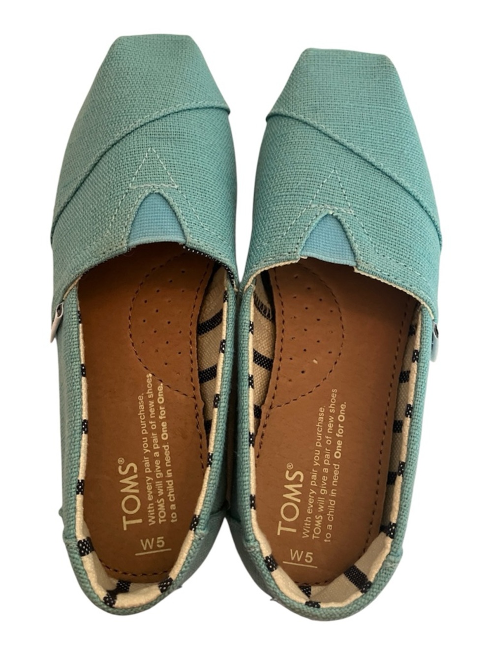 Toms Women’s Canvas Slip-On Moccasins in Teal size 5